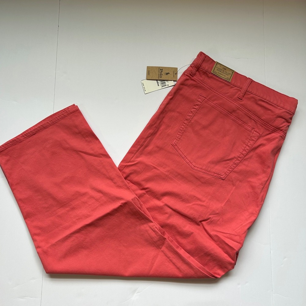 Polo Ralph Lauren Varick Slim Straight Red Coral Stretch Pants Mens  NWT 50B/30